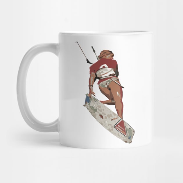 Kitesurfers Freestyle Kite Female Rider Color Illustration by taiche